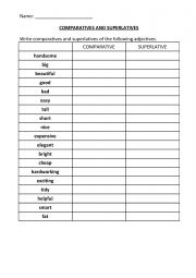 English Worksheet: COMPARATIVES AND SUPERLATIVES ACTIVITY