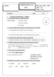 English Worksheet: Bac Mid term test