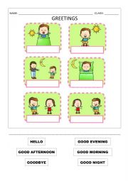 English Worksheet: GREETINGS AND FAREWELLS CUT AND PASTE