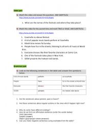 English Worksheet: Present Simple (talking about American Festivals) Level A2 