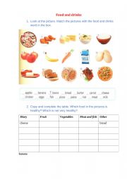 English Worksheet: Food and drinks