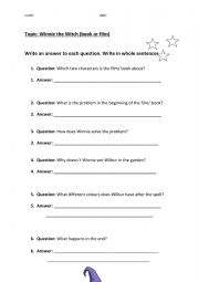 English Worksheet: Winnie the Witch Questions about the film / book