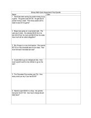 English Worksheet: Money Math Quick Assessment