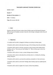 English Worksheet: Task-based language teaching plan