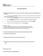 English Worksheet: Pursuit of Hapinnes - end of unit test
