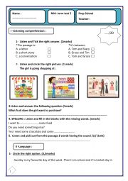 English Worksheet: Mid -term tses n2 7th form