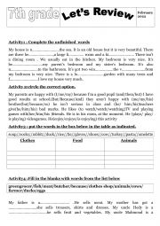 English Worksheet: review