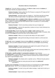 English Worksheet: Business Idioms and Expressions