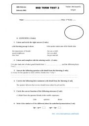 MID TERM 2 TEST 1ST FORM