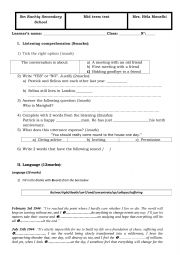 English Worksheet: ordinary test2 first year