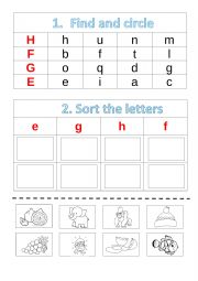 Alphabet worksheet E-Н.