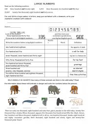 English Worksheet: Large Numbers