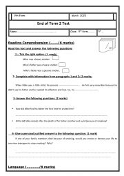 Full -term 2 test 9th form