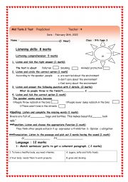 English Worksheet: 9th form mid term test february 2022