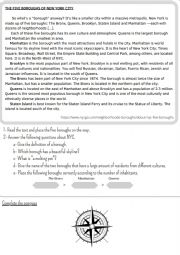 English Worksheet: NYC�s five boroughs