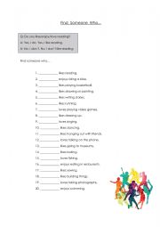 English Worksheet: Find someone who
