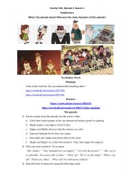 English Worksheet: Gravity Falls. Episode 3. Season 1. Headhunters