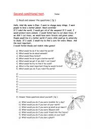 English Worksheet: SECOND CONDITIONAL TEST