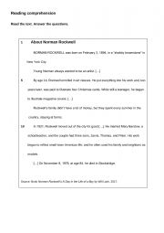 English Worksheet: Norman Rockwell - Short biography