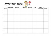English worksheet: STOP THE BUS TEMPLATE