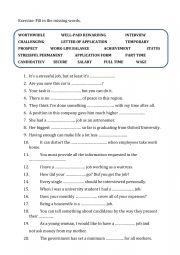 English Worksheet: JOBS VOCABULARY PRE-FCE GAP FILLING