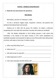 English Worksheet: Bob Marley