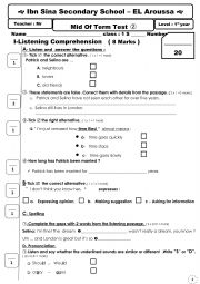 End term test 1st year