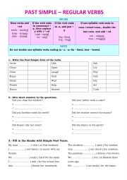 Past simple regular verbs with key