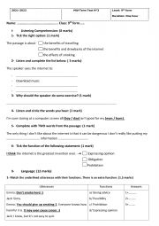 mid-term test 2 9th form