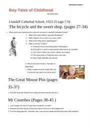 BOY ,TALES OF CHILDHOOD WORKSHEET 2 