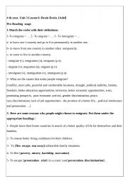 English Worksheet: 4th year Unit 3 Lesson 6 Brain Drain 