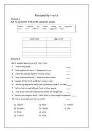 English Worksheet: Personality Traits