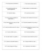 English Worksheet: 2nd conditional. JENGA