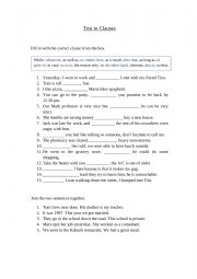 English Worksheet: Test in Clauses (B1 level)