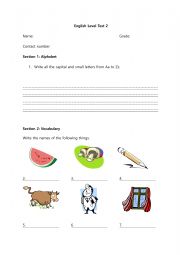 English Worksheet: English level test 9~12 years old