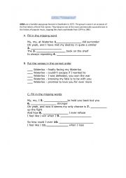 English Worksheet: ABBA WATERLOO