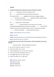 English Worksheet: present tense