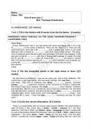 English Worksheet: 7TH FORM TEST 4