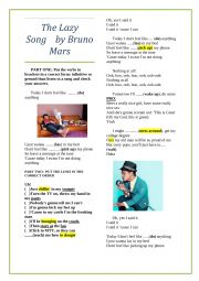 English Worksheet: The lazy song