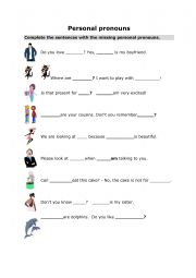 English Worksheet: Worksheet personal pronouns