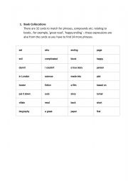 English Worksheet: Books Collocations