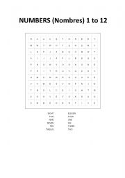 English Worksheet: NUMBERS 1 to 12