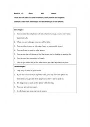 English Worksheet: the pros and cons of smartphones