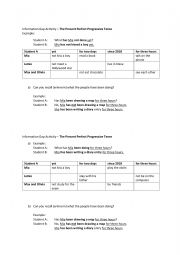 English Worksheet: Information Gap Activity present perfect progressive
