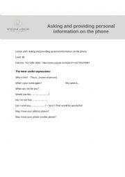 Asking and providing personal information on the phone