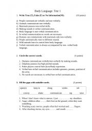 English Worksheet: Body language 