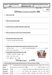 English Worksheet: 8TH FORM TEST