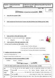 English Worksheet: mid term test n2 for 8TH form