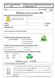 English Worksheet: mid- term test2 9TH FORM