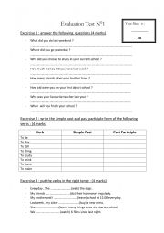 English Worksheet: Revision 1st form